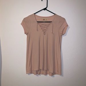 Light pink, lace up, Hollister t-shirt
